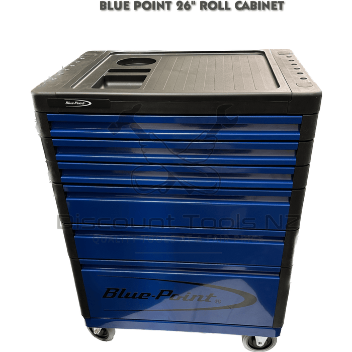 Dark Slate Gray Blue Point Tools 7 Drawers, Roll Cab with Bumper, 26"