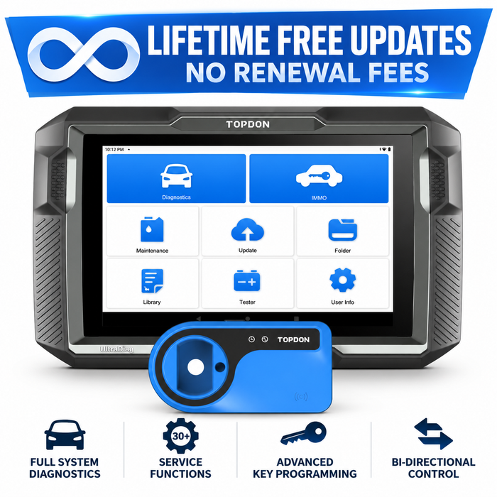 White Smoke TOPDON UltraDiag 2-in-1 Diagnostic Scanner & Key Programmer – Lifetime Free Updates Key Coding Tools