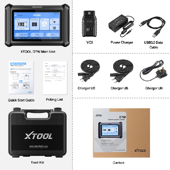 Light Gray XTOOL XT70W Car Diagnostic Scan Tool, Key Coding, Odometer Correction Diagnostic Scanner