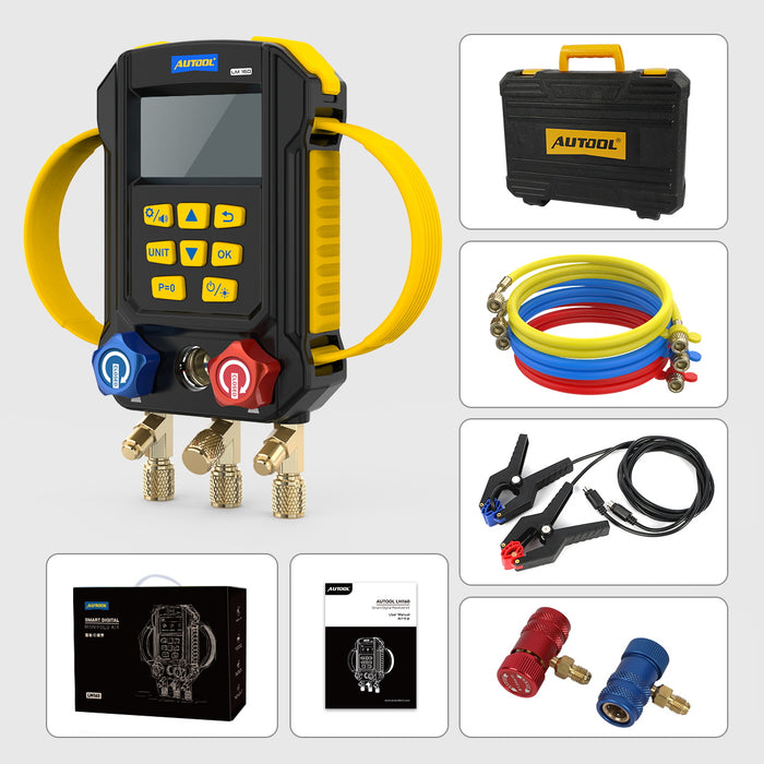 Lavender AUTOOL LM160 Air Conditioning Refrigerant Leak Detector Digital Manifold Gauges Air Conditioning Gauge