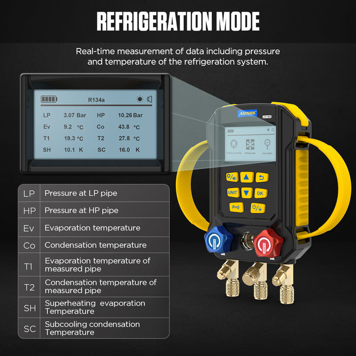 Dark Slate Gray AUTOOL LM160 Air Conditioning Refrigerant Leak Detector Digital Manifold Gauges Air Conditioning Gauge