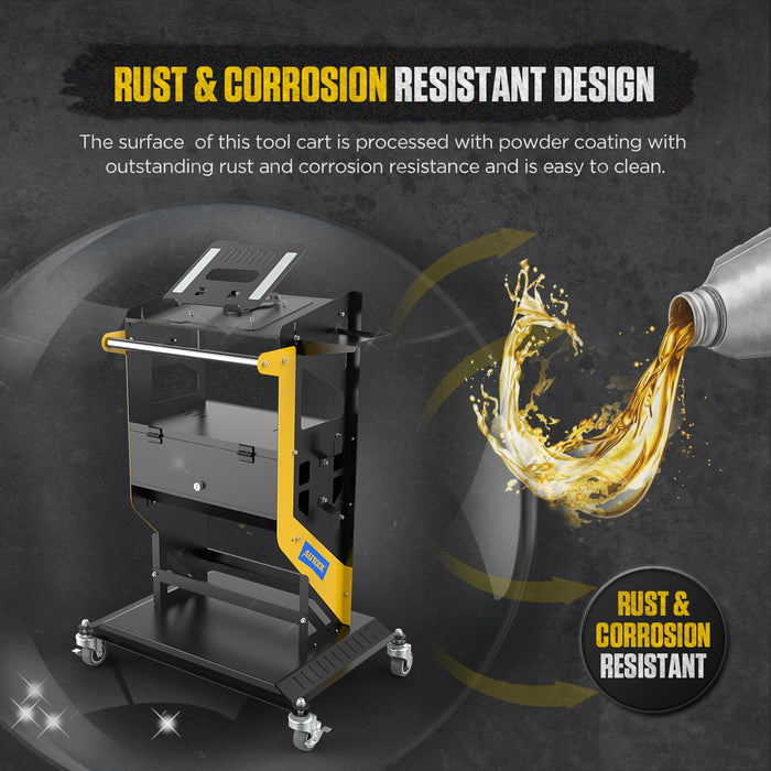 AUTOOL 3 Shelf Diagnostic Scanner Tool Cart, Tool Trolley, With Storage Draw