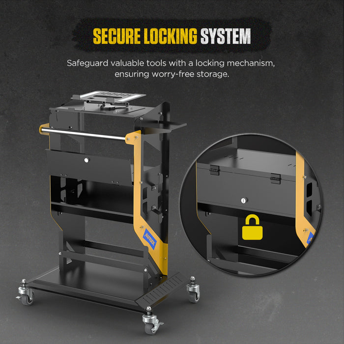 Dark Slate Gray AUTOOL 3 Shelf Diagnostic Scanner Tool Cart, Tool Trolley, With Storage Draw Diagnostic cart