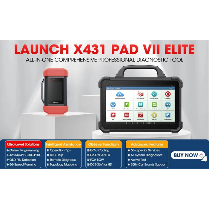 Light Gray LAUNCH X-431 PAD VII Elite Professional Diagnostic Scan Tool, EV Battery Diagnostics & Health Check Diagnostic Scanner