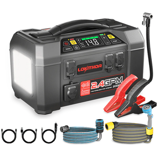 Dark Slate Gray LOKITHOR AW401 Jump Starter with Pressure Washer Air Compressor 2500Amp Vehicle Jump Starters
