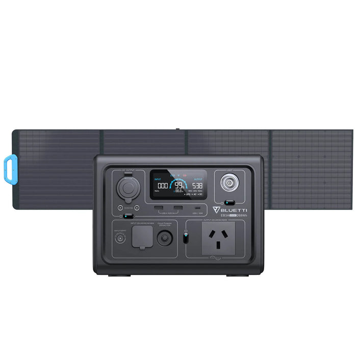 Dark Slate Gray BLUETTI Solar Generator EB3A with PV120 120W Solar Panel Included, 268Wh solar generator