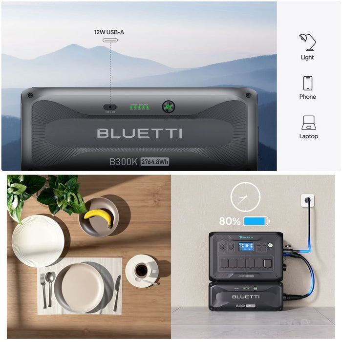 Light Gray Bluetti B300K Expansion Battery & USB/12V DC Power Station 2 | 2765WH Power Station