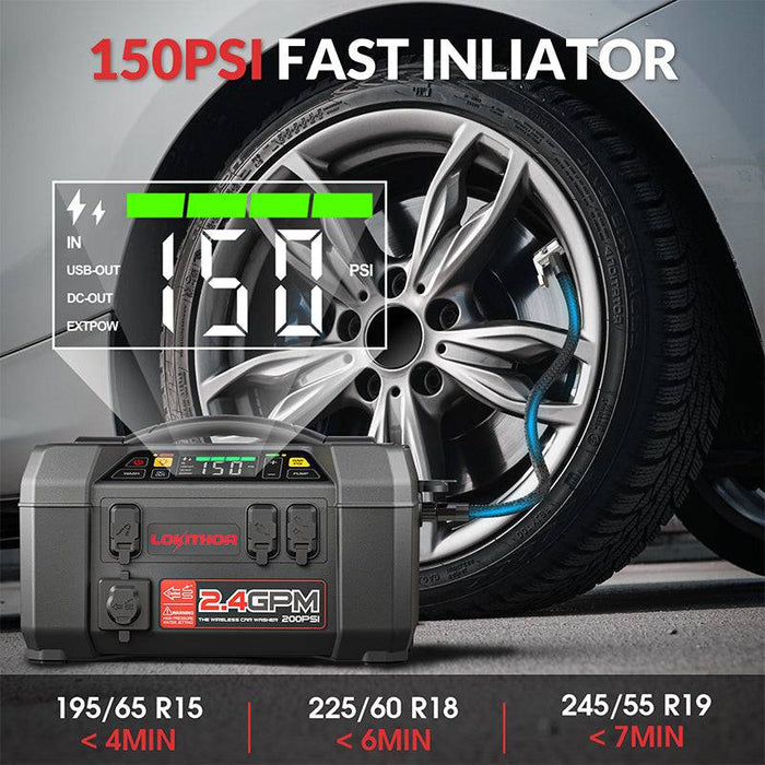 Dark Slate Gray LOKITHOR AW401 Jump Starter with Pressure Washer Air Compressor 2500Amp Vehicle Jump Starters