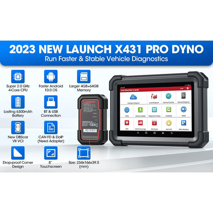 Lavender LAUNCH X431 PRO DYNO 8" Full System OBD 2 Diagnostic Scan Tool (NEW 2023) Diagnostic Scanner