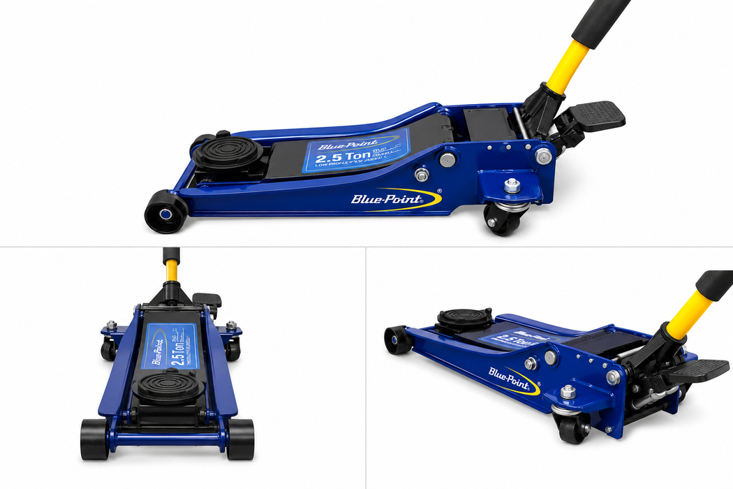 White Smoke Blue-Point 2.5 Tonne Low Profile Trolley Jack with Foot Pedal – BLPLPSJ25TP Jack