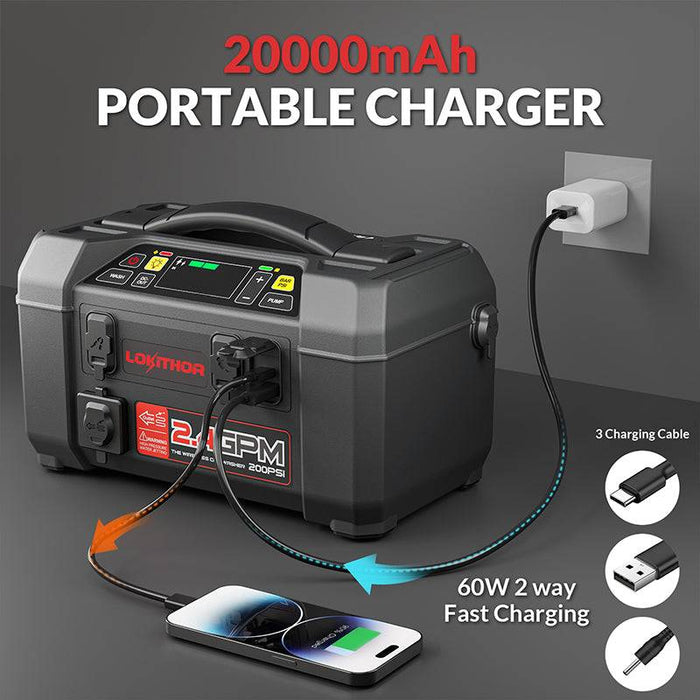 Dark Slate Gray LOKITHOR AW401 Jump Starter with Pressure Washer Air Compressor 2500Amp Vehicle Jump Starters