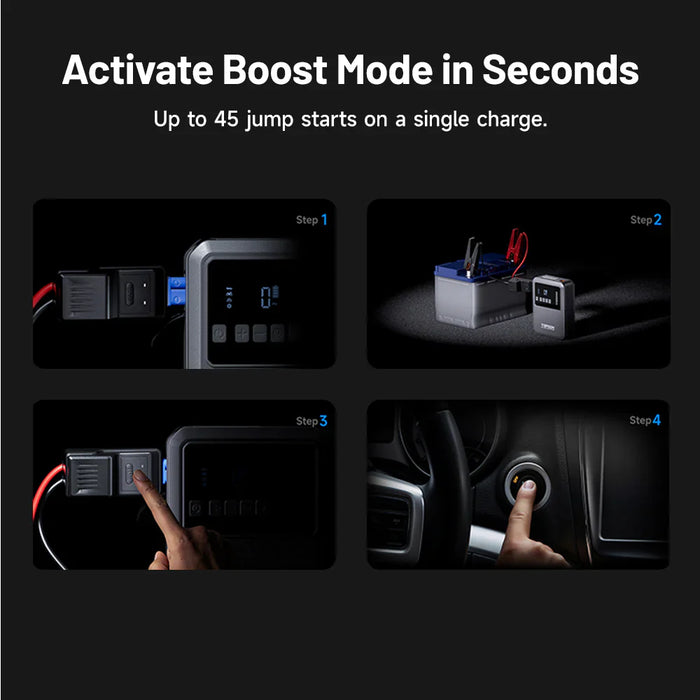 Black TOPDON V1200 Air Jump Starter & Air Compressor – 1200A Portable Power Pack Vehicle Jump Starters