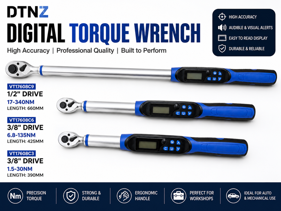 White Smoke DTNZ Professional Digital Torque Wrench – 3/8" & 1/2" Drive Torque Wrench