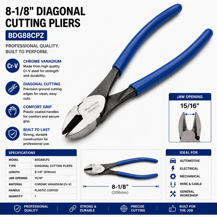 White Smoke Blue-Point 8" Diagonal Cutting Pliers – BDG88CPZ Pliers