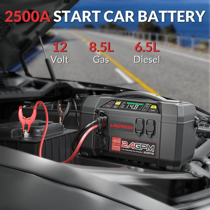 Dark Slate Gray LOKITHOR AW401 Jump Starter with Pressure Washer Air Compressor 2500Amp Vehicle Jump Starters