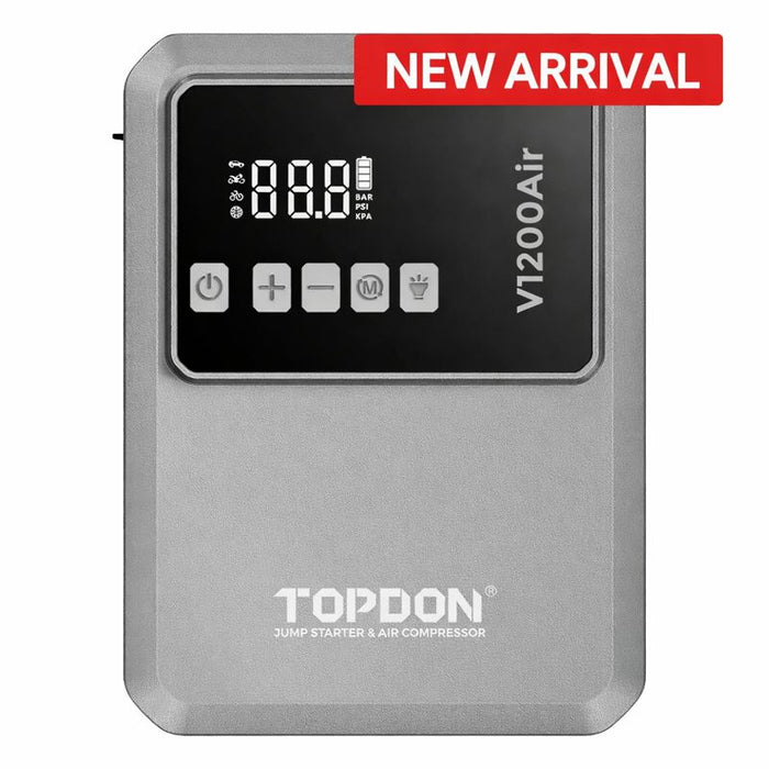 Dark Gray TOPDON V1200 Air Jump Starter & Air Compressor – 1200A Portable Power Pack Vehicle Jump Starters