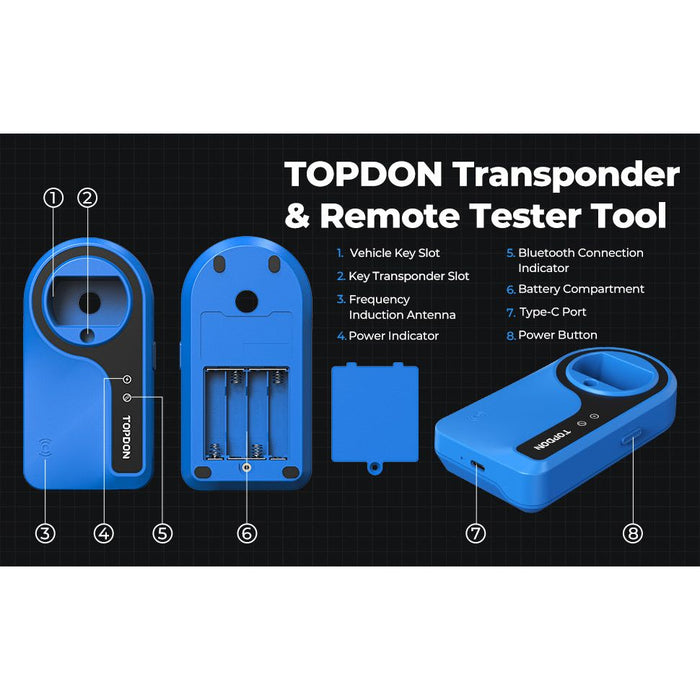 Black TOPDON T-Darts Automotive Key Reader Key Coding Tools