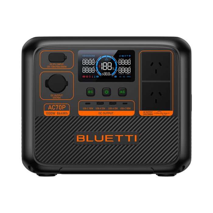 BLUETTI AC70P Portable Power Station + PV120 Solar Panel