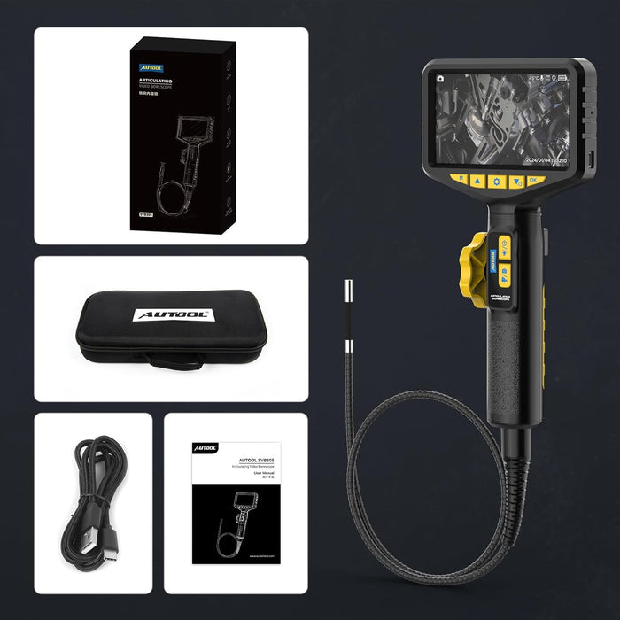 Dark Slate Gray AUTOOL Two-Way Articulating Borescope with Light 6.35mm Video Scope