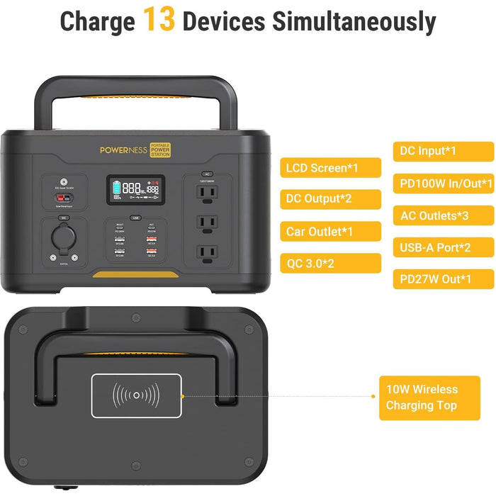 Dark Slate Gray Powerness Hiker U1000 Portable Power Station, Solar Generator