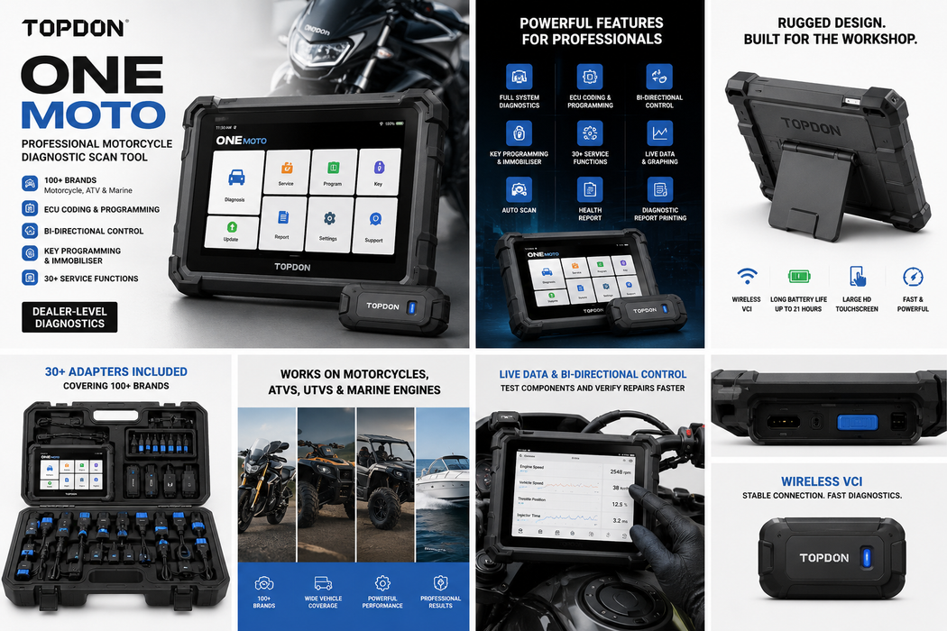 White Smoke TOPDON ONE Moto Motorcycle, ATV & Marine Diagnostic Scan Tool Diagnostic Scan Tool