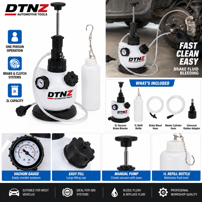 DTNZ 2L Pneumatic Vacuum Brake Bleeder & Fluid Extractor Kit