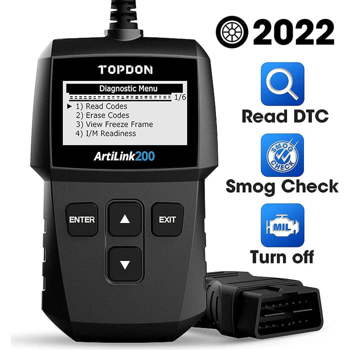 Black TOPDON ArtiLink 200 OBD2 Scanner Code Reader, Diagnostic Tool Diagnostic Scan Tool