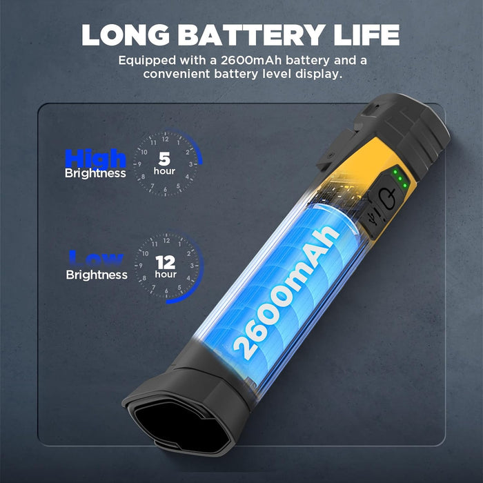 Dark Slate Gray AUTOOL Work Light Rechargeable 2600mAh Magnetic Inspection Lights