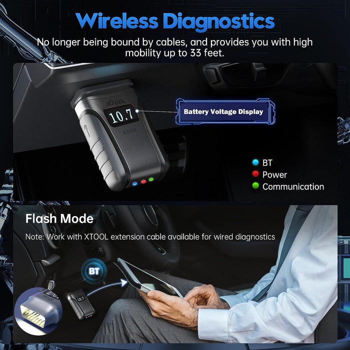 Black XTOOL Anyscan A30M Diagnostic Scan Tool With Odometer Correction, OBD2 Diagnostic Scan Tool