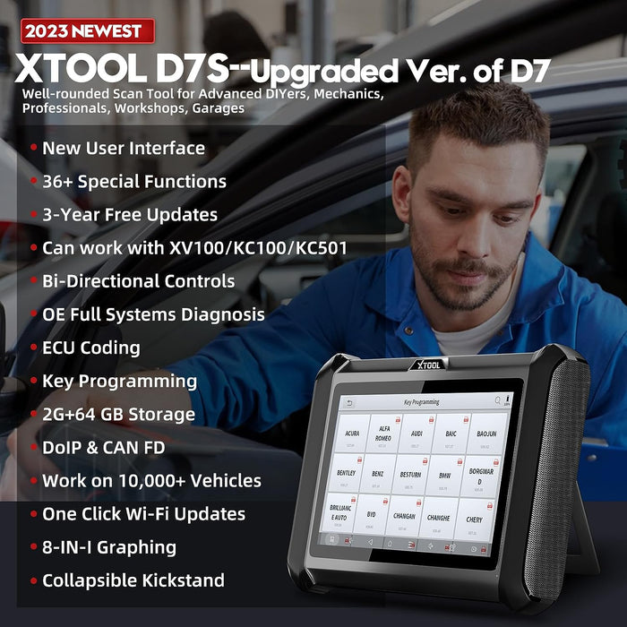 Dark Slate Gray XTOOL D7S Diagnostic Scan Tool, Bidirectional Control, Odometer Correction