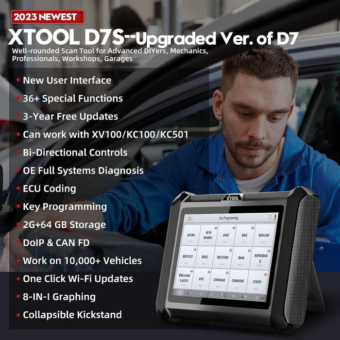 XTOOL D7S Diagnostic Scan Tool, Bidirectional Control, Odometer Correction
