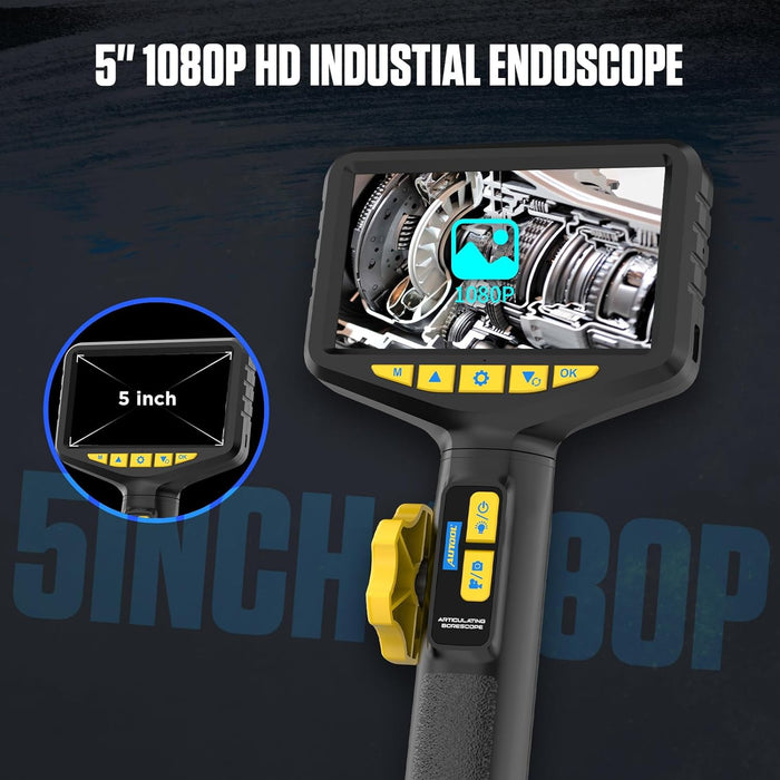 Dark Slate Gray AUTOOL Two-Way Articulating Borescope with Light 6.35mm Video Scope