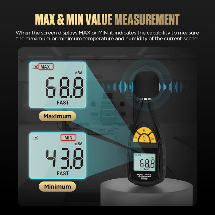 Dark Slate Gray AUTOOL Digital Sound Level Meter Audio Noise Tester 30-130DB Decibel Meter LCD Display Sound Level meter