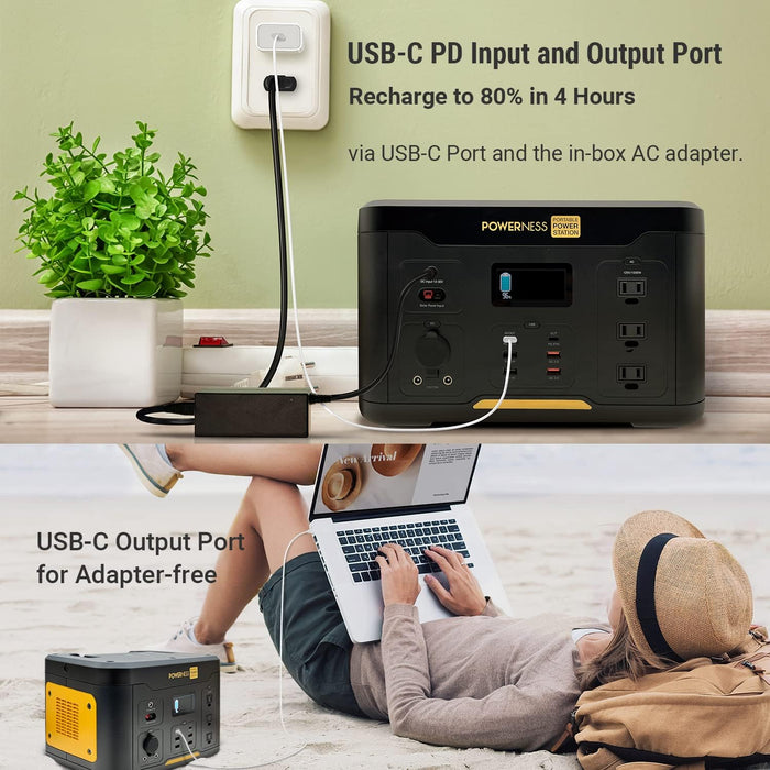 Tan Powerness Hiker U1000 100W | 1166WH Portable Power Station, Solar Generator Power Station