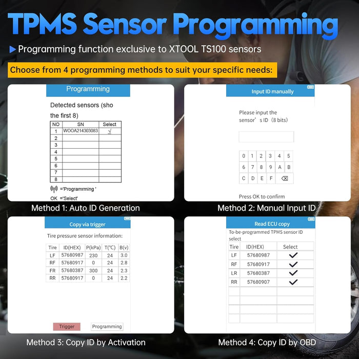 Dark Slate Gray XTOOL TP150 TPMS Programming Tool, Includes 4 Free Sensors Vehicle Diagnostic Scanners