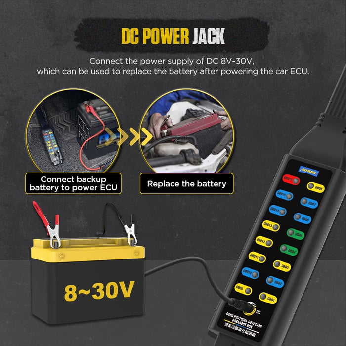 Dark Slate Gray AUTOOL OBD2 Breakout Box Automotive OBDII Break Out Box