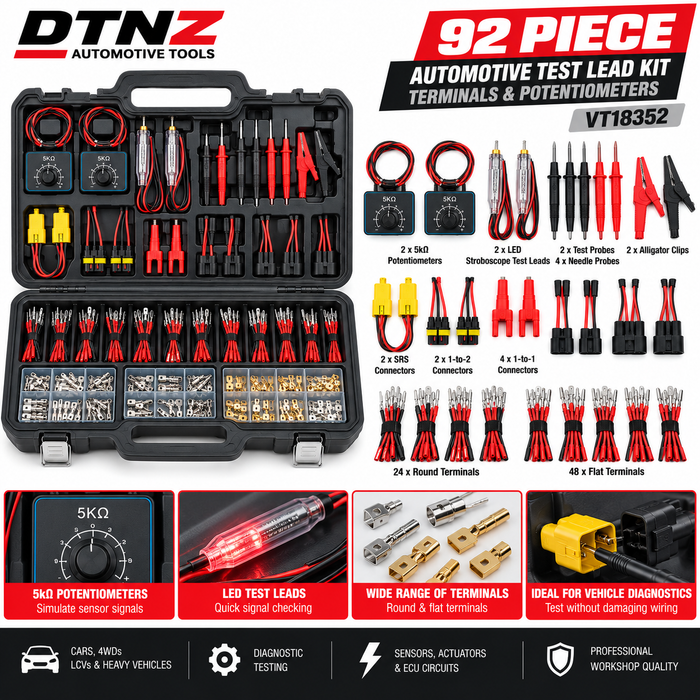 DTNZ 92PC Automotive Electrical Test Lead & Terminal Kit with Potentiometers