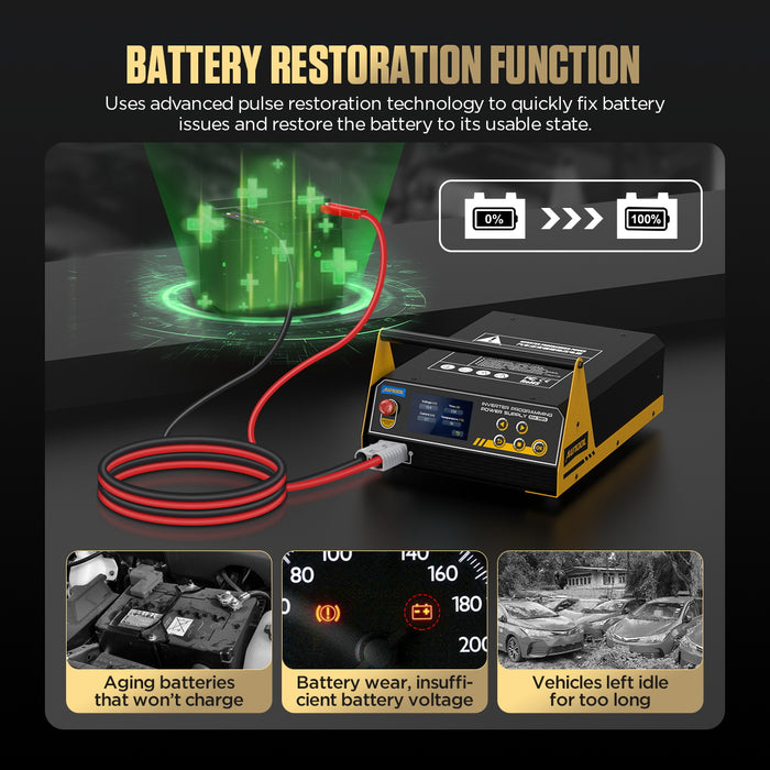 Black AUTOOL EM385 – 3-in-1 ECU Programming Power Supply, Battery Charger & Jump Starter Vehicle Battery Chargers
