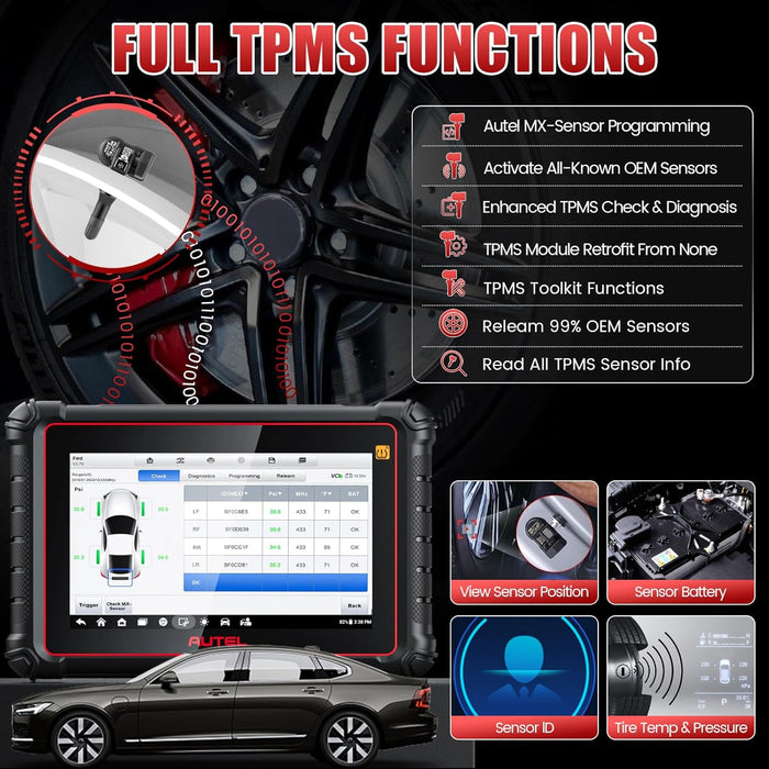 Black Autel MaxiCOM MK900-TS TPMS & Diagnostic Scan Tool (CAN FD / DoIP / Bi-Directional) Diagnostic Scan Tool
