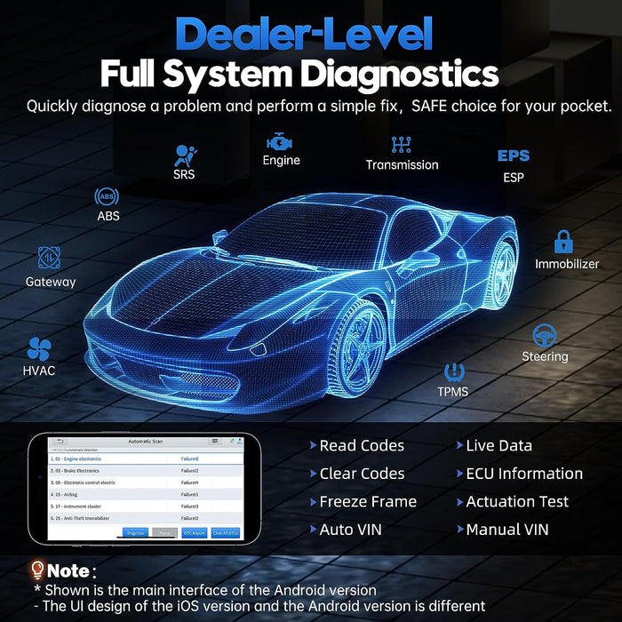Black XTOOL Anyscan A30M Diagnostic Scan Tool With Odometer Correction, OBD2 Diagnostic Scan Tool