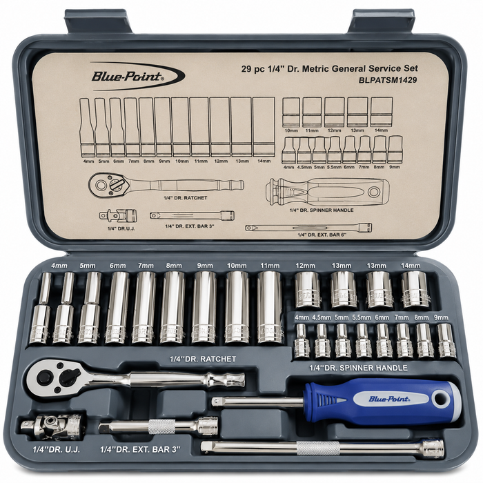 Gray Blue-Point 29 Piece 1/4" Drive Metric Socket Set – BLPATSM1429 Socket Sets