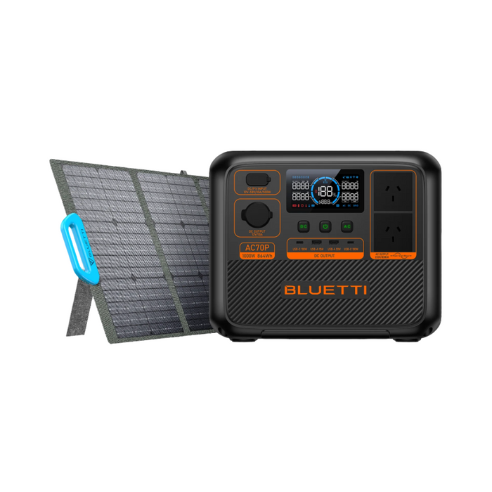 BLUETTI AC70P Portable Power Station + PV120 Solar Panel