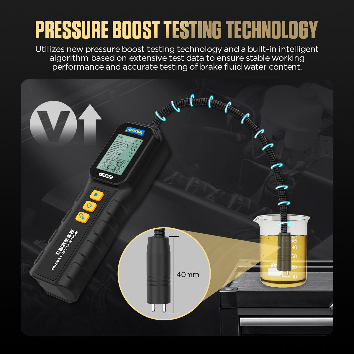 AUTOOL AS501 Digital Brake Fluid Tester | DOT3 / DOT4 / DOT5 / DOT5.1 ...