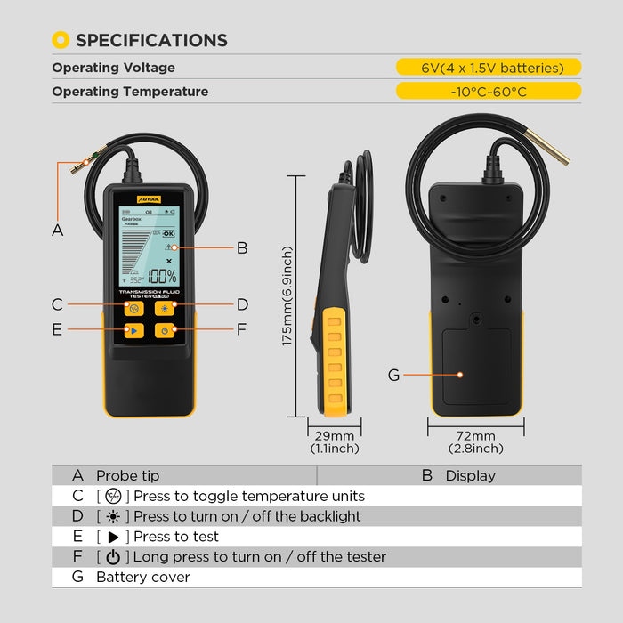 AUTOOL AS505 Transmission Fluid Tester – Oil Quality & Temperature Tester