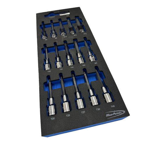 Dark Slate Gray Blue Point Tools EVA Tool Set - 16 pieces 1/2" Torx & Spline Sockets Socket Drivers