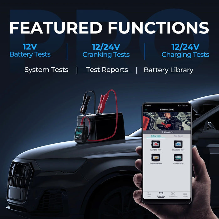 Black Topdon BTMobile Pro Battery Tester Vehicle Battery Testers