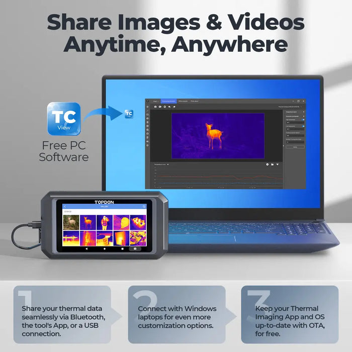 Gray TOPDON TC003 Thermal Imaging Camera 5 inch Touch Screen Android Tablet