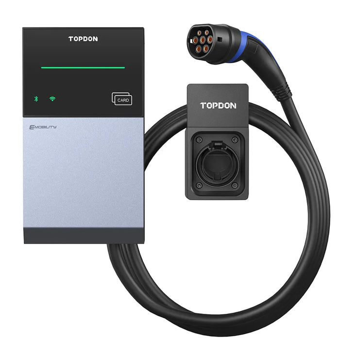 Light Steel Blue TOPDON PulseQ AC Lite Level 2 EV Charger 11kw, 22kw Charging, With App & Voice Control EV Charger