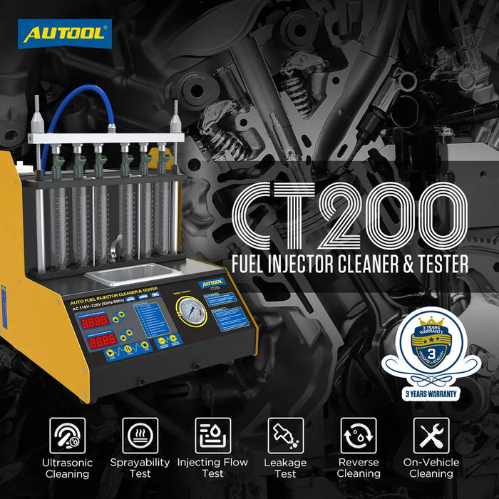 Black AUTOOL CT200 6 Cylinder Fuel Injector Cleaner & Tester Fuel Injector Cleaner