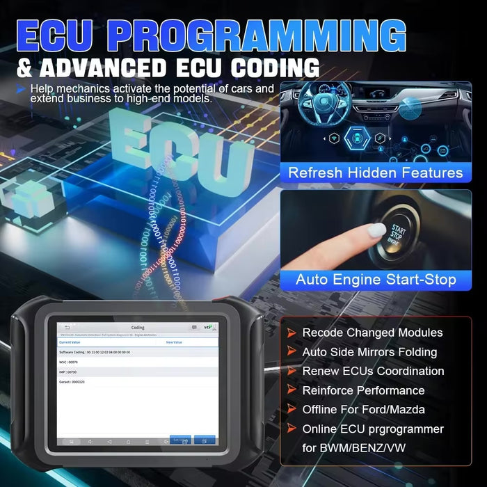 Dark Slate Gray XTOOL XT90 Diagnostic Scan Tool Topology Map, ECU Coding, Key Programming Diagnostic Scan Tool